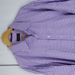Allen Edmonds| Mens Purple CHECKERED Longsleeve Pocket Dress Shirt Preppy S.3X